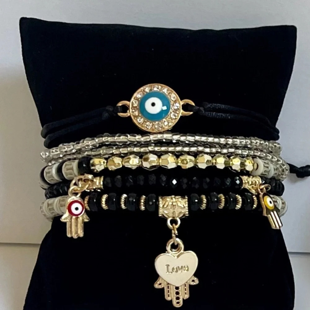 Hand Crafted Evil Eye‎ Fashion Bracelet Stackable Set